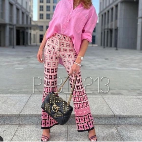 LAST 1! 🔥ZARA GEOMETRIC PRINTED PANTS - Picture 10 of 12